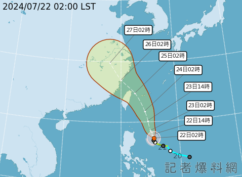 凱米颱風龜速中 每小時6公里朝北北西前進未排除登陸可能