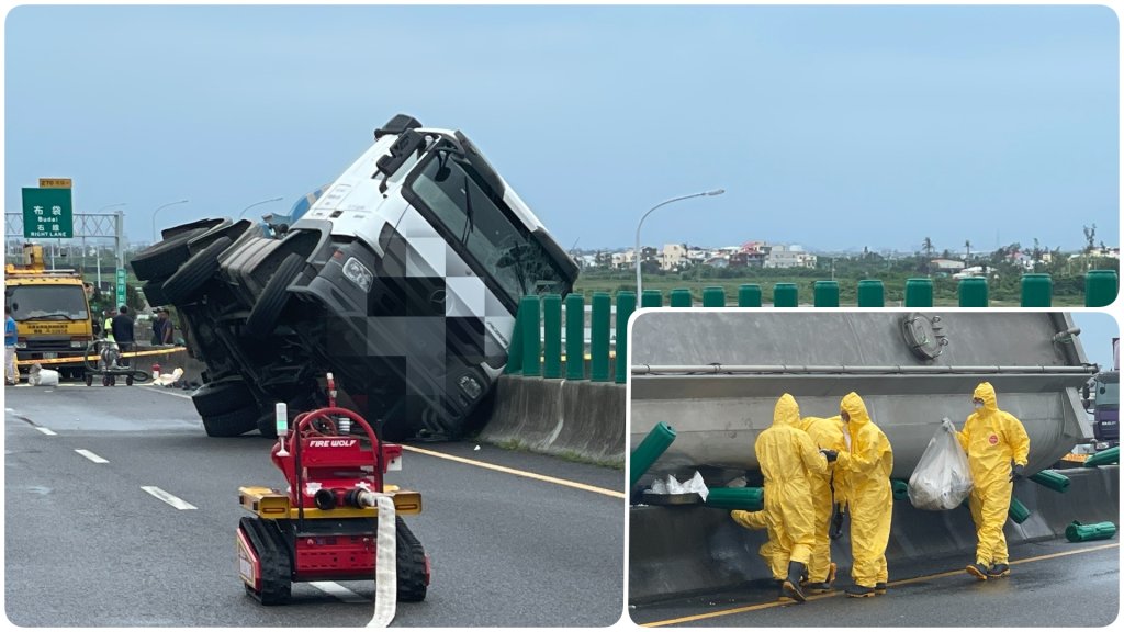 台61線化學槽車翻覆  1,4-丁二醇外洩