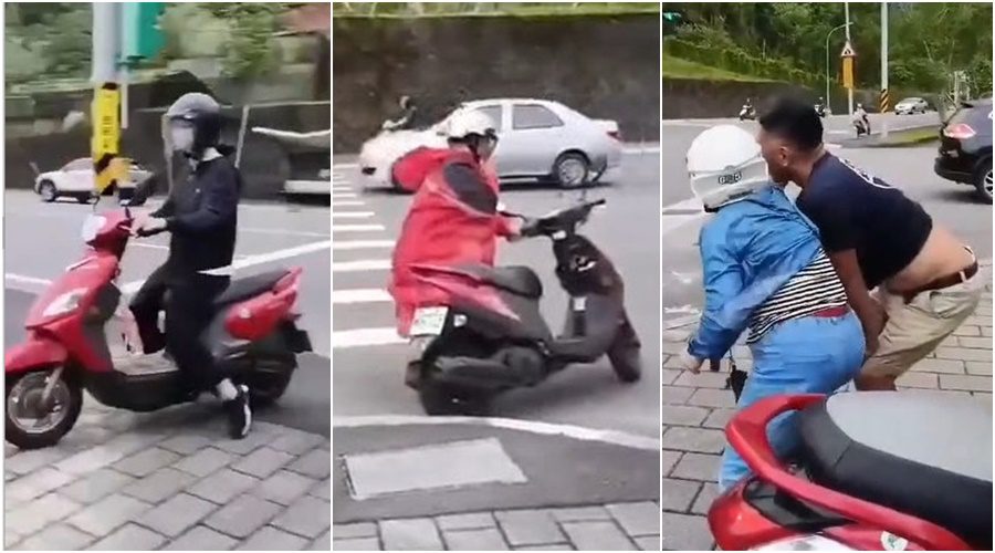 影音/蘇澳強風狂襲 機車騎士險象環生