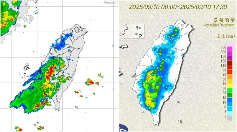 對流雲系發展旺盛-0910傍晚多縣市豪雨特報