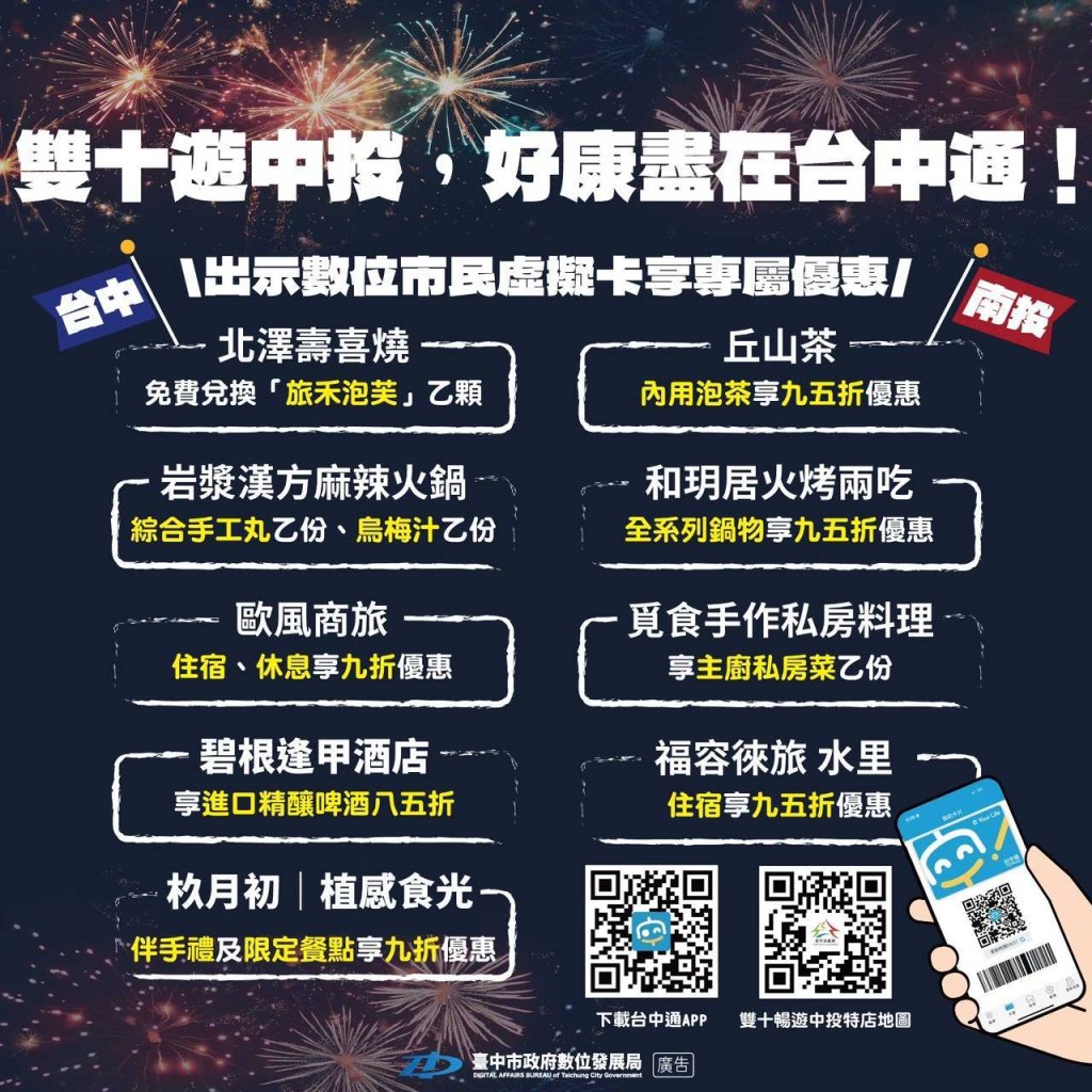 《台中通》攻略中投！國慶雙主場千家優惠暢遊3天