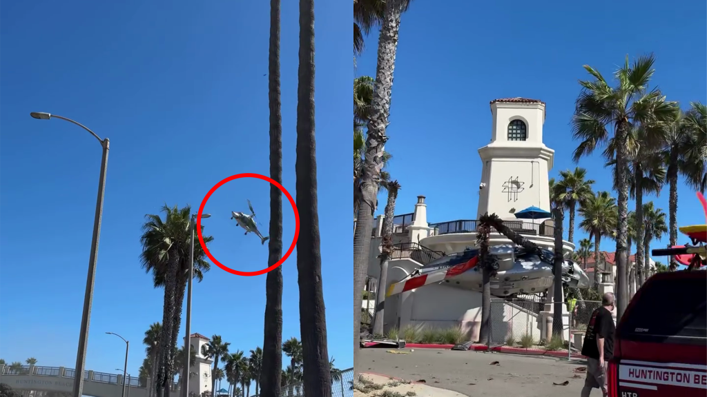 有片／南加州墜機驚魂！直升機「空中狂轉」墜海灘…5人受傷　畫面嚇壞民眾