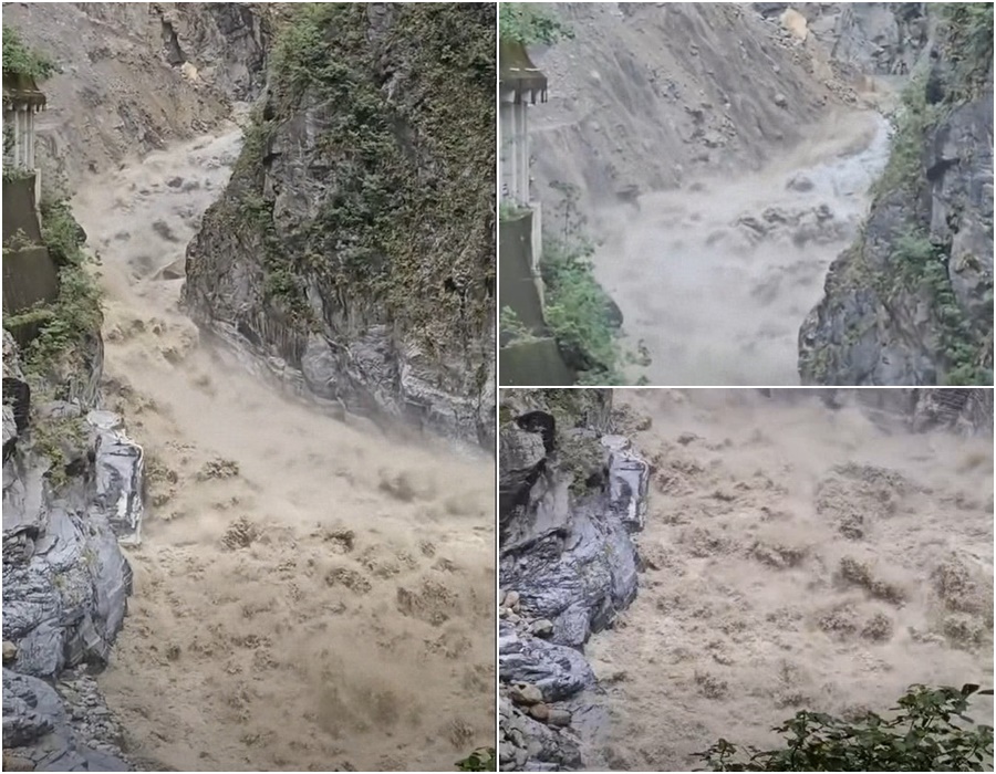 影音/燕子口堰塞湖潰決 下游河道水位快速上漲