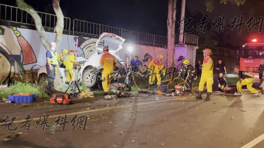 快訊／影／花蓮台9線嚴重車禍！車體變形凹陷…人倒地　搶救畫面曝