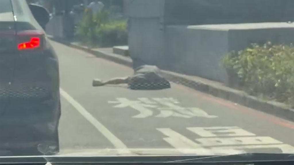 獨／影／台南女「癱軟躺馬路」嚇壞！友人慌急拉上車失敗　民眾看傻紛紛閃避