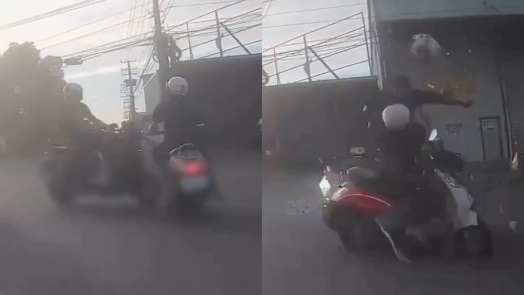 影／驚悚畫面！高雄男闖紅燈「飛彈式撞擊」　騎士噴飛倒地不起