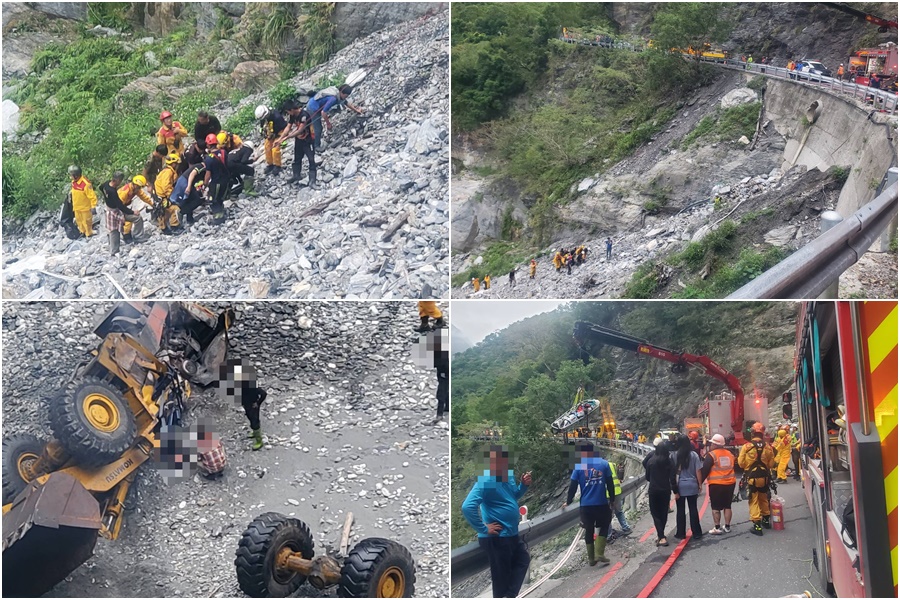 影音/裝載機墜落百米溪谷燃燒 駕駛無生命跡象