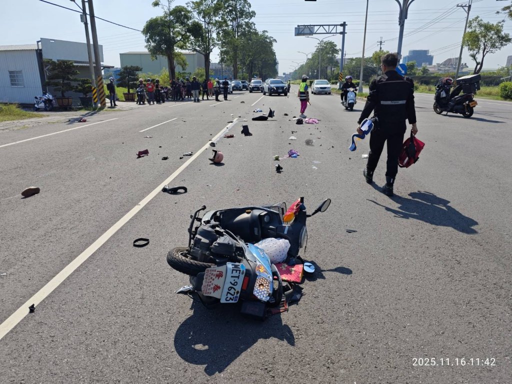 台南善化2騎士猛撞!坐墊噴飛「物品四散」 女騎士傷重不治