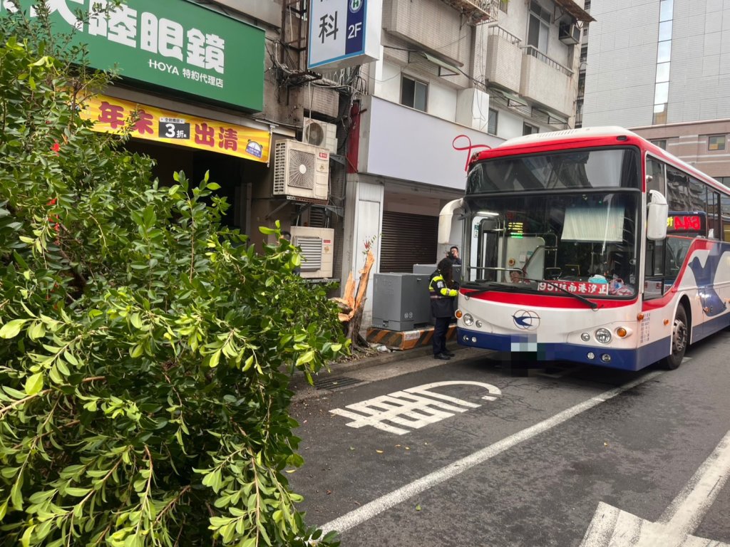 險撞變電箱！新店951線公車不明原因失控撞斷路樹