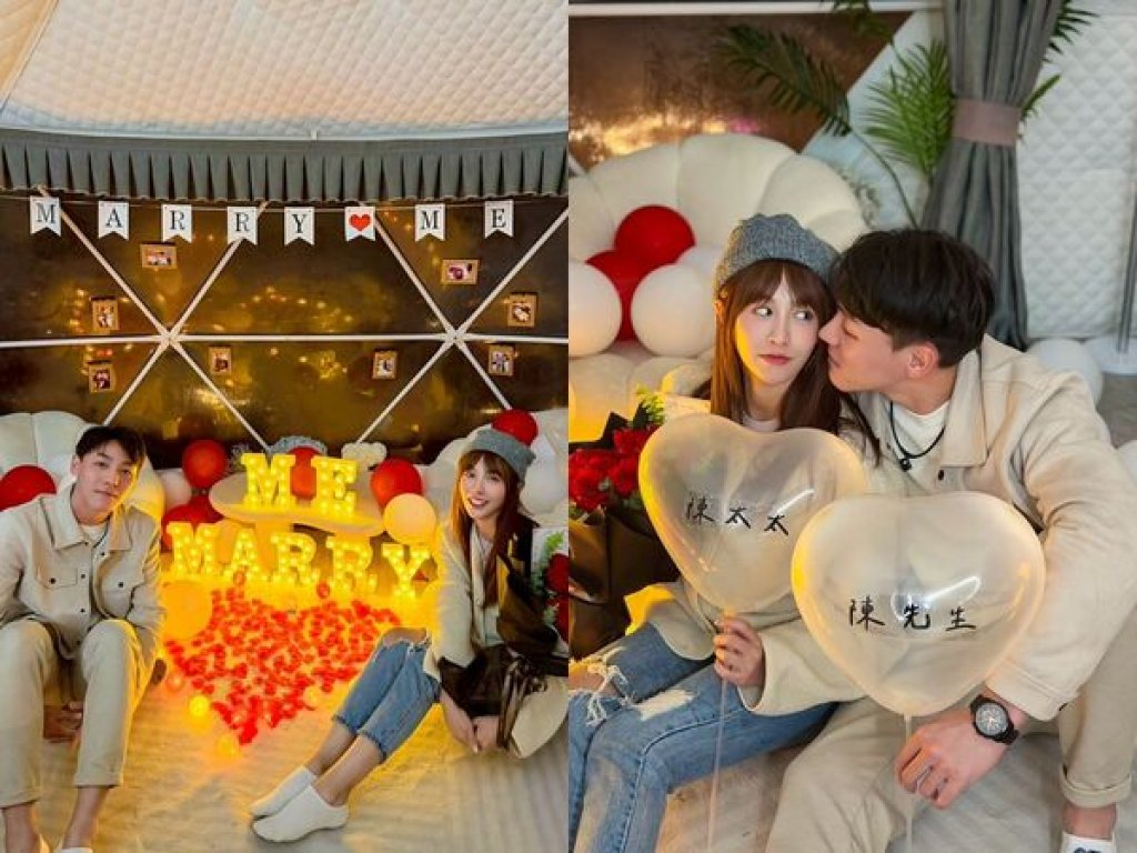 陳晨威親吻告白啦啦隊女神啾啾 求婚成功畫面曝光!