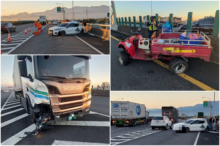影音/翁駕農用車誤闖國道又逆向 國5三車連環撞!