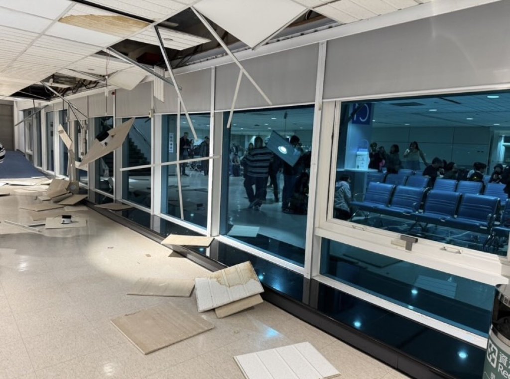 規模7.0強震深夜襲台！桃園機場二航廈驚傳天花板塌陷　全台有感最大震度達4級