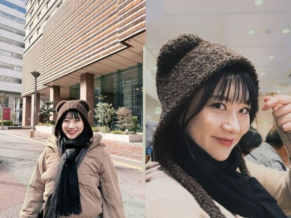 焦凡凡挺孕肚遊福岡　厚外套遮不住　甜曬準媽媽幸福