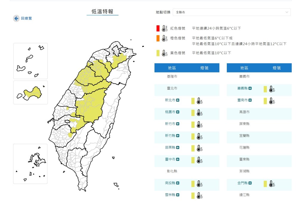 白天回暖別大意！氣象署深夜低溫特報　11縣市恐跌破10度