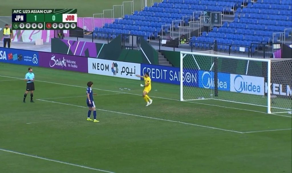 影／又是太早按慶祝鍵！U23亞洲盃約旦守門員擋下12碼PK　握拳歡呼結果球落地彈進算