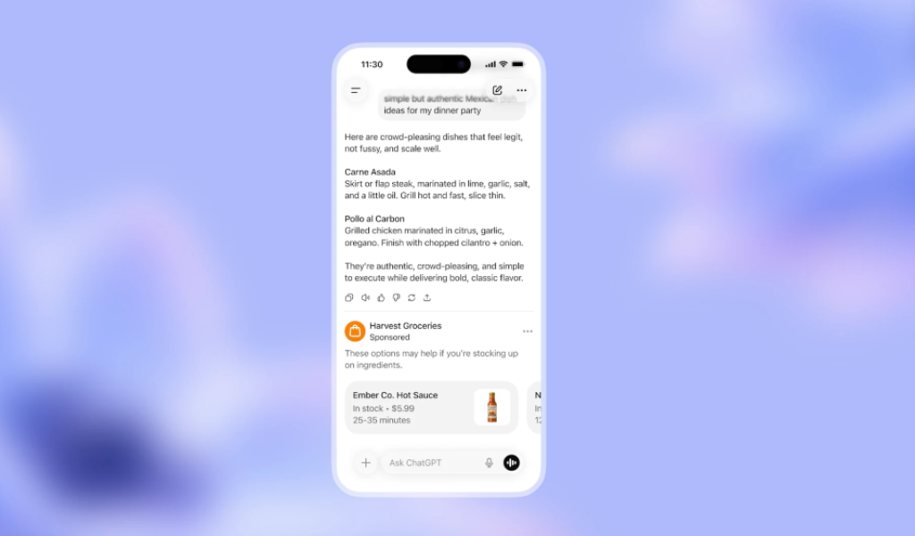 ChatGPT要有廣告了！官方示範「出現位置」在這裡　免費版與Go方案將先看到
