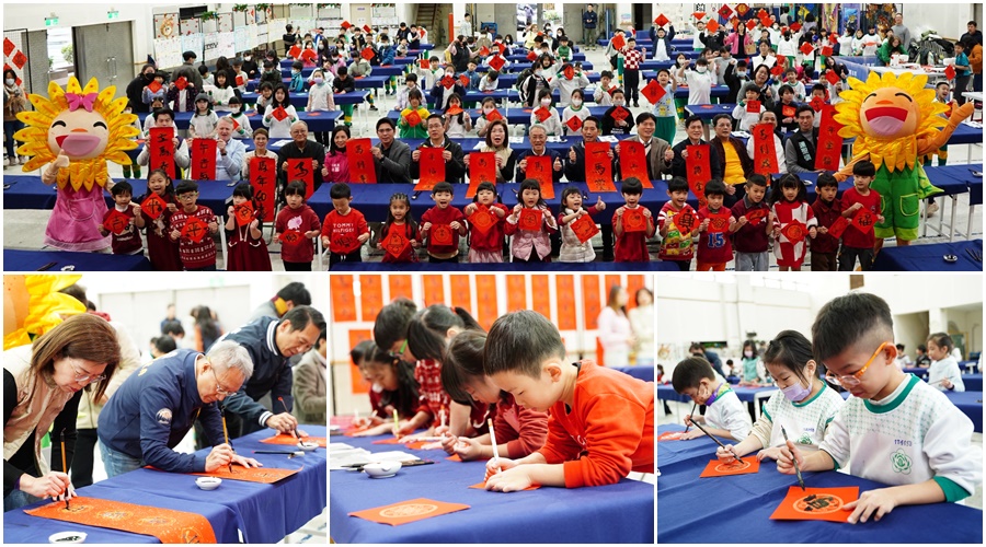 影音/揮毫寫春聯+車縫書籤卡-宜蘭國小師生共寫馬年美好的開始