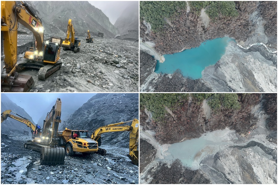 影音/歷經近一個月艱險降挖-馬太鞍溪堰塞湖幾已見底-潛在風險大幅降低